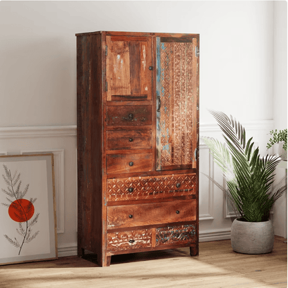 Rustic Solid Wooden Reclaimed Wardrobe Armoire - HF Commercial Furniture