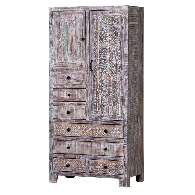 Rustic Solid Wooden Reclaimed Wardrobe Armoire by Hibashi Furniture – handcrafted solid wood furniture made in India
