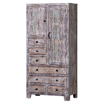 Rustic Solid Wooden Reclaimed Wardrobe Armoire by Hibashi Furniture – handcrafted solid wood furniture made in India