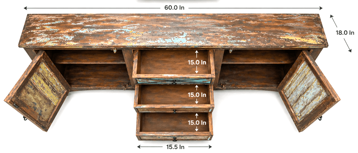 Rustica Reclaimed Timber Sideboard - Multicolor – handcrafted solid wood furniture