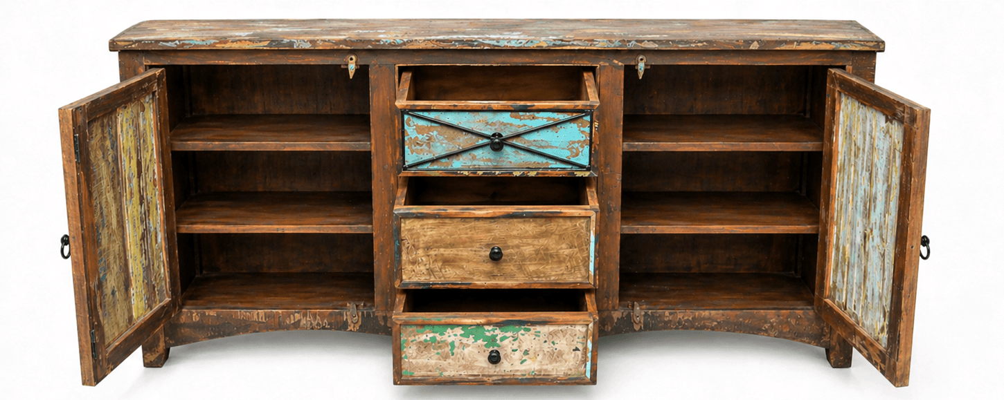Rustica Reclaimed Timber Sideboard - Multicolor – handcrafted solid wood furniture
