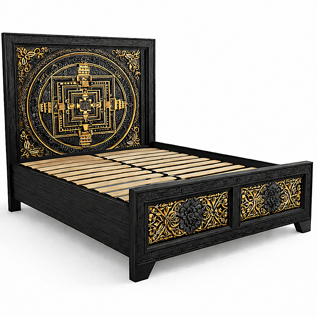 Sacred Mandala™ Luxury Hand - Carved Solid Wood Platform Bed & Bedroom Collection – handcrafted solid wood furniture