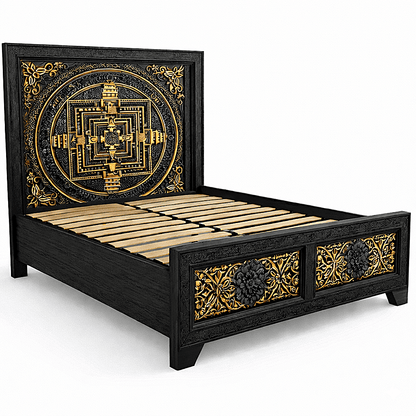 Sacred Mandala™ Luxury Hand - Carved Solid Wood Platform Bed & Bedroom Collection – handcrafted solid wood furniture