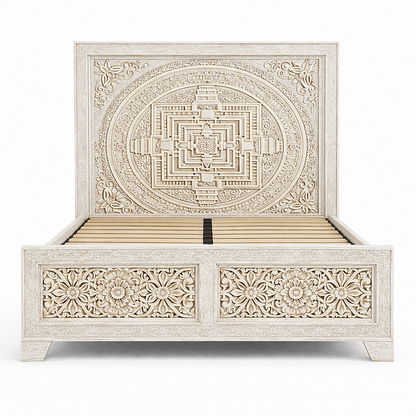 Sacred Mandala™ Luxury Hand - Carved Solid Wood Platform Bed & Bedroom Collection – handcrafted solid wood furniture