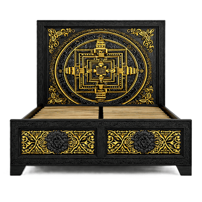 Sacred Mandala™ Luxury Hand - Carved Solid Wood Platform Bed & Bedroom Collection – handcrafted solid wood furniture
