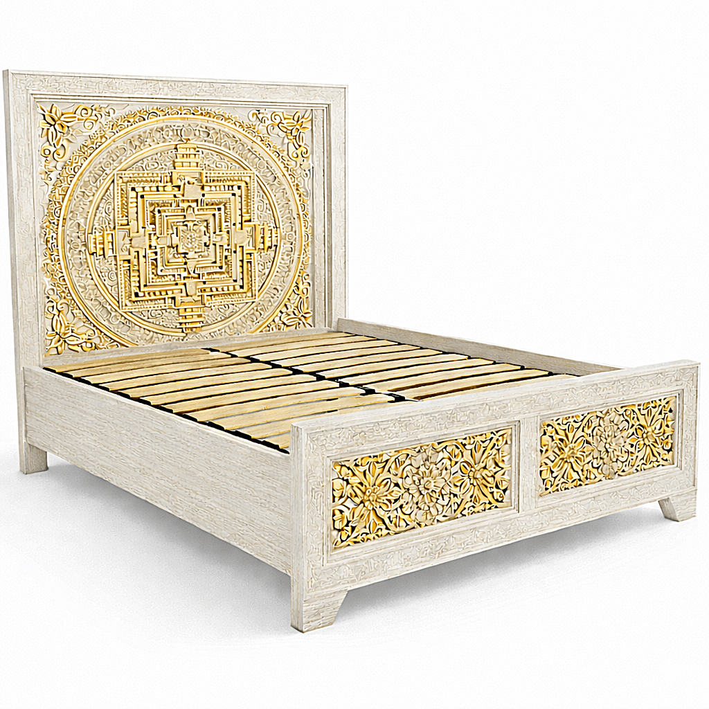 Sacred Mandala™ Luxury Hand - Carved Solid Wood Platform Bed & Bedroom Collection – handcrafted solid wood furniture
