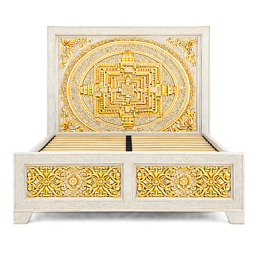 Sacred Mandala™ Luxury Hand - Carved Solid Wood Platform Bed & Bedroom Collection – handcrafted solid wood furniture