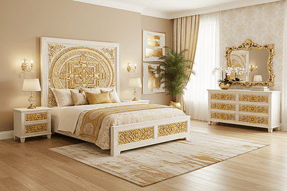 Sacred Mandala™ Luxury Hand - Carved Solid Wood Platform Bed & Bedroom Collection – handcrafted solid wood furniture