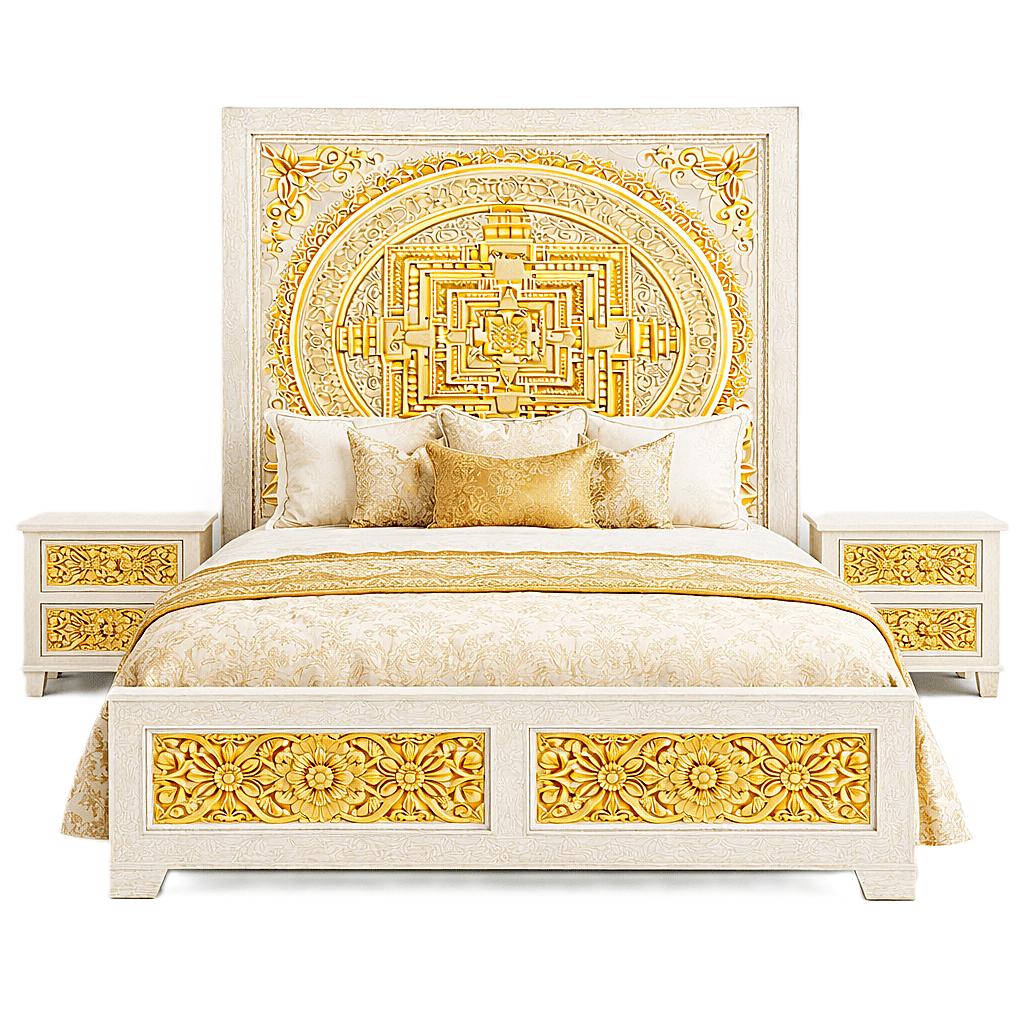 Sacred Mandala™ Luxury Hand - Carved Solid Wood Platform Bed & Bedroom Collection – handcrafted solid wood furniture