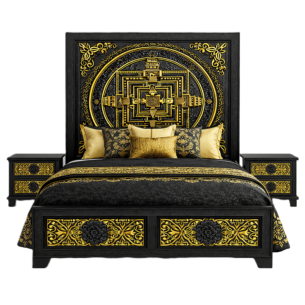 Sacred Mandala™ Luxury Hand - Carved Solid Wood Platform Bed & Bedroom Collection – handcrafted solid wood furniture
