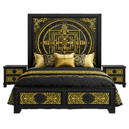 Sacred Mandala™ Luxury Hand - Carved Solid Wood Platform Bed & Bedroom Collection – handcrafted solid wood furniture