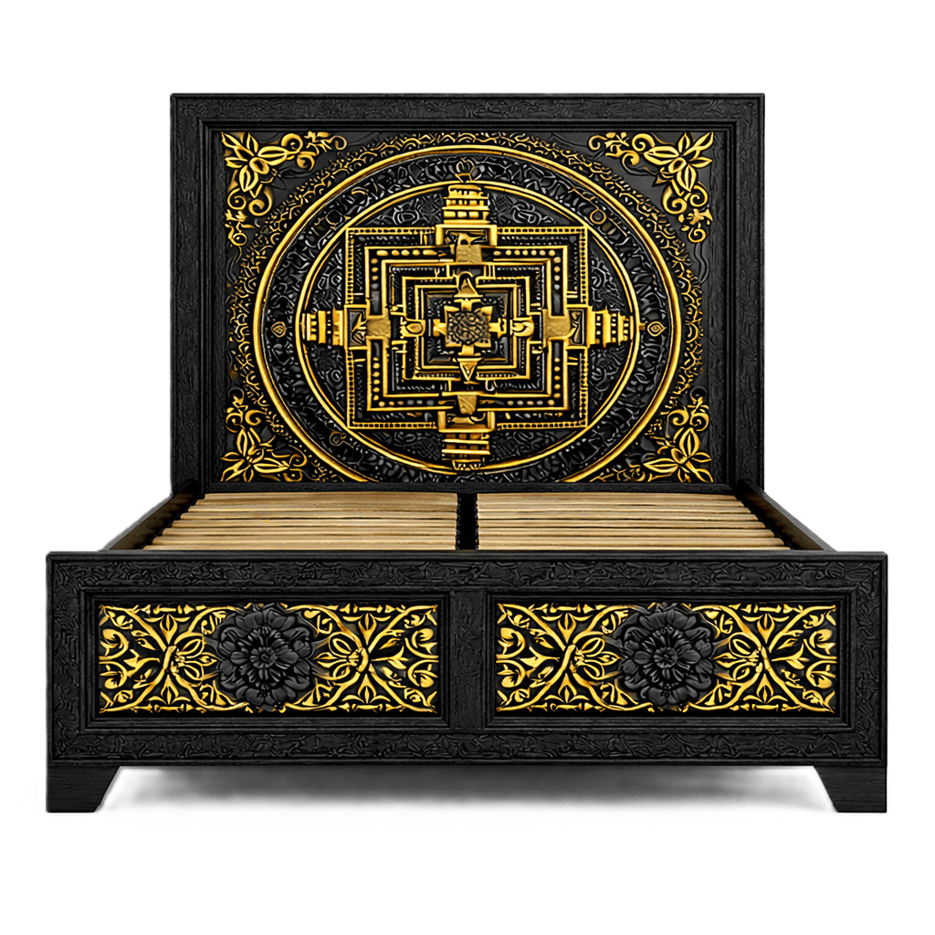 Sacred Mandala™ Luxury Hand - Carved Solid Wood Platform Bed & Bedroom Collection – handcrafted solid wood furniture
