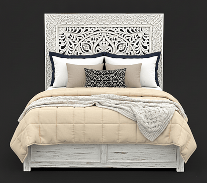 Shah Hand carved Solid Wooden Platform Bedframe / Bedroom Set – handcrafted solid wood furniture