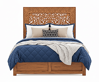 Shah Hand carved Solid Wooden Platform Bedframe / Bedroom Set – handcrafted solid wood furniture