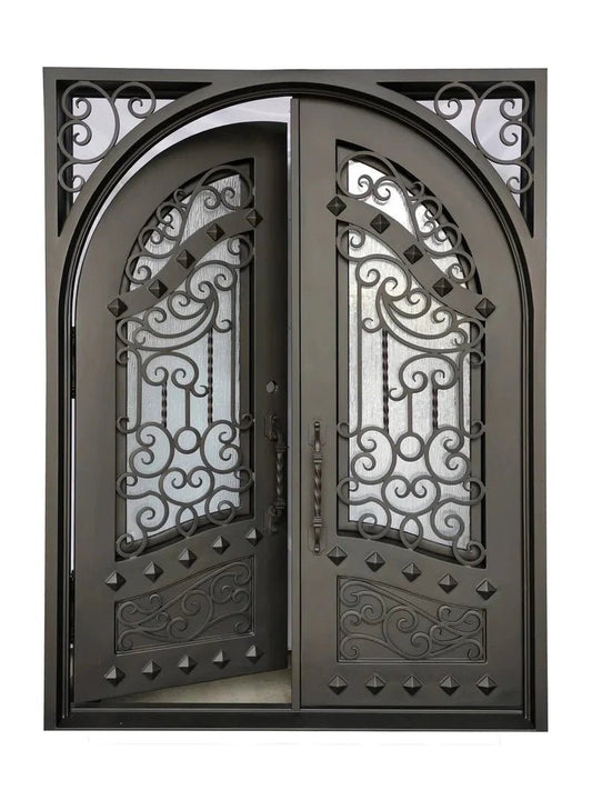 Shahen Handcrafted Wrought Iron Double Door – handcrafted solid wood furniture