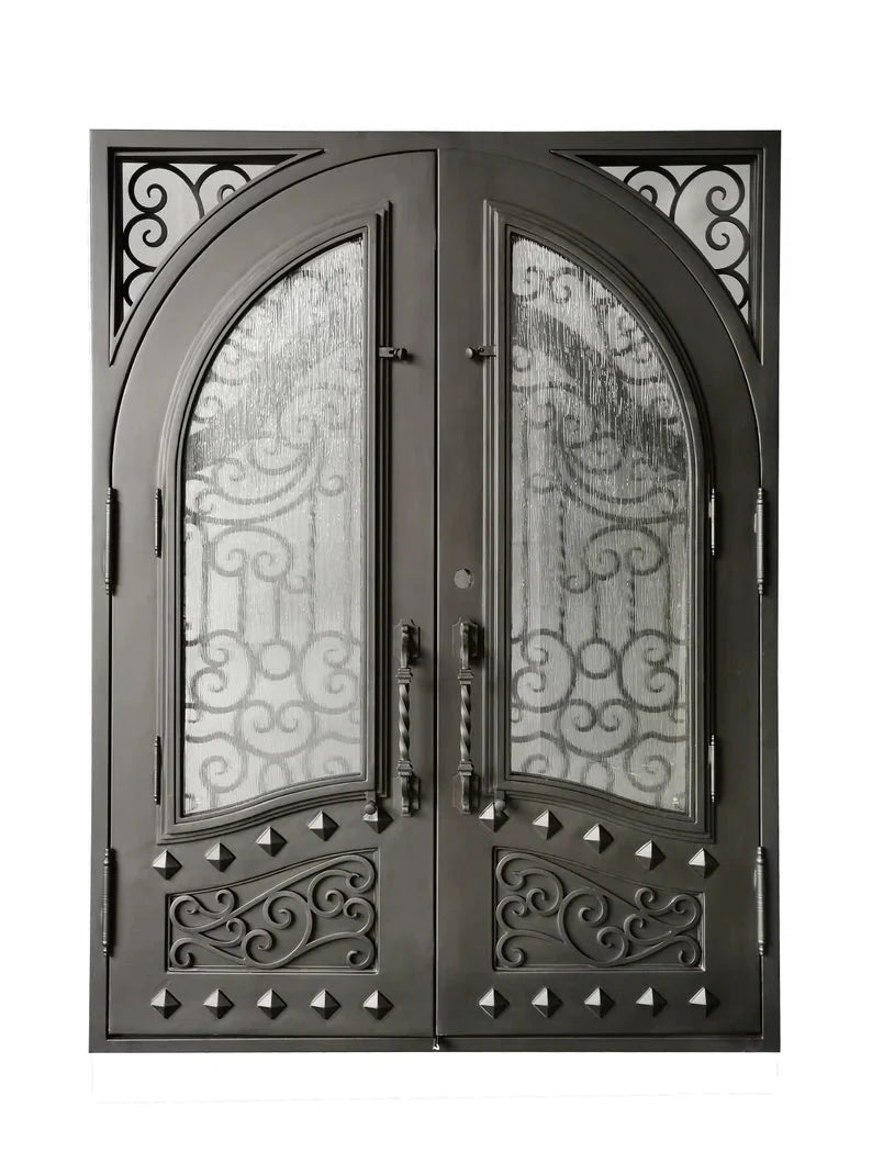 Shahen Handcrafted Wrought Iron Double Door – handcrafted solid wood furniture