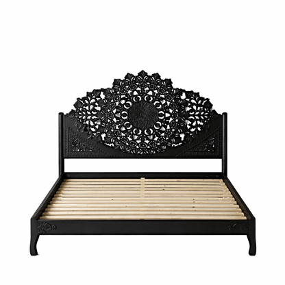 Shahi Mughal Hand - Carved Indian Solid Wood Platform Bed & Bedroom Collection – handcrafted solid wood furniture