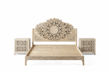 Shahi Mughal Hand - Carved Indian Solid Wood Platform Bed & Bedroom Collection – handcrafted solid wood furniture