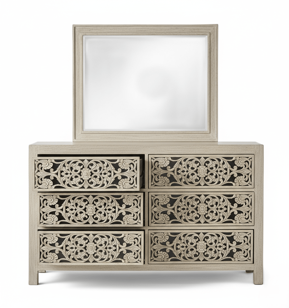 Shahi Mughal Hand - Carved Indian Solid Wood Platform Bed & Bedroom Collection – handcrafted solid wood furniture