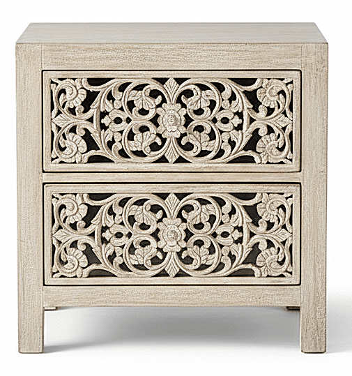 Shahi Mughal Hand Carved Indian Wooden Canopy Platform Platform Bed – handcrafted solid wood furniture