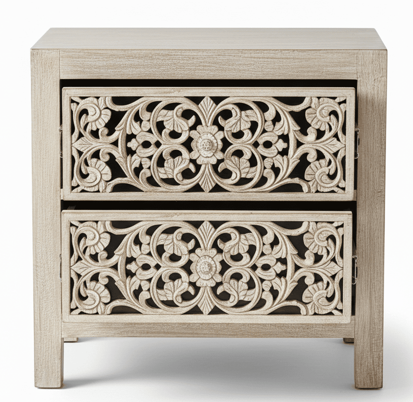 Shahi Mughal Hand Carved Indian Wooden Canopy Platform Platform Bed – handcrafted solid wood furniture