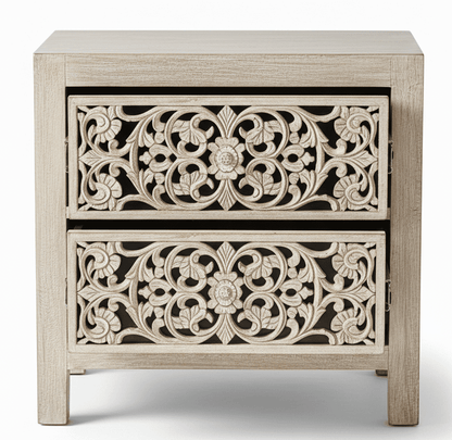 Shahi Mughal Hand Carved Indian Wooden Canopy Platform Platform Bed – handcrafted solid wood furniture