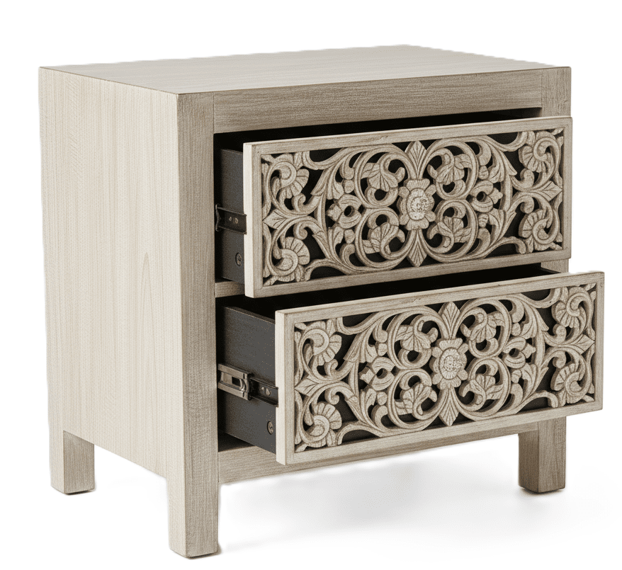 Shahi Mughal Hand Carved Indian Wooden Canopy Platform Platform Bed – handcrafted solid wood furniture