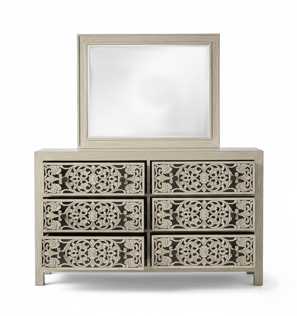 Shahi Mughal Hand Carved Indian Wooden Canopy Platform Platform Bed – handcrafted solid wood furniture