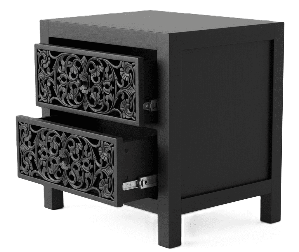 Shahi Mughal Hand Carved Indian Wooden Canopy Platform Platform Bed – handcrafted solid wood furniture