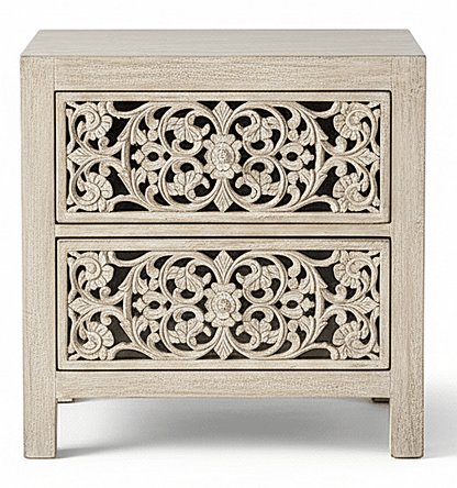 Shahi Mughal Hand Carved Indian Wooden Canopy Platform Platform Bed – handcrafted solid wood furniture