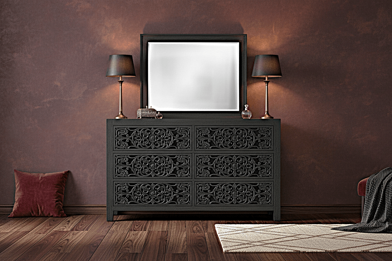 Shahi Mughal Hand Carved Indian Wooden Canopy Platform Platform Bed – handcrafted solid wood furniture