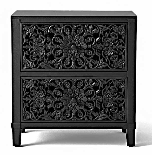 Shahi Mughal Hand Carved Indian Wooden Canopy Platform Platform Bed – handcrafted solid wood furniture