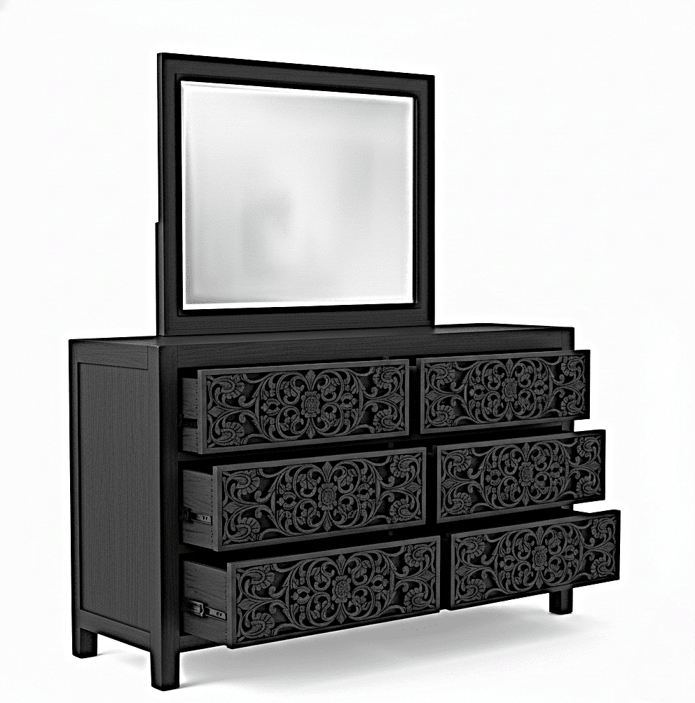 Shahi Mughal Hand Carved Indian Wooden Canopy Platform Platform Bed – handcrafted solid wood furniture