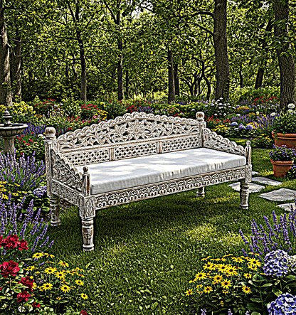 Silaw Hand Carved solid wooden indoor / Outdoor Daybed – handcrafted solid wood furniture