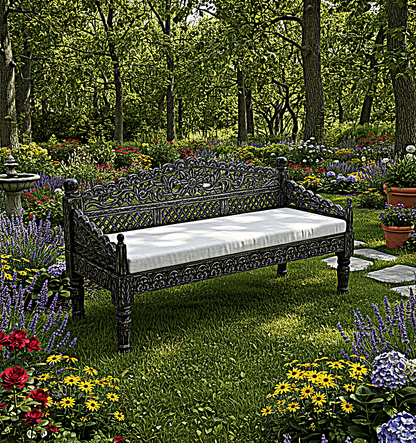 Silaw Hand Carved solid wooden indoor / Outdoor Daybed – handcrafted solid wood furniture