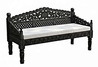 Silaw Hand Carved solid wooden indoor / Outdoor Daybed by Hibashi Furniture – handcrafted solid wood furniture made in India