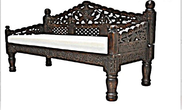 Silaw Hand Carved solid wooden indoor / Outdoor Daybed by Hibashi Furniture – handcrafted solid wood furniture made in India