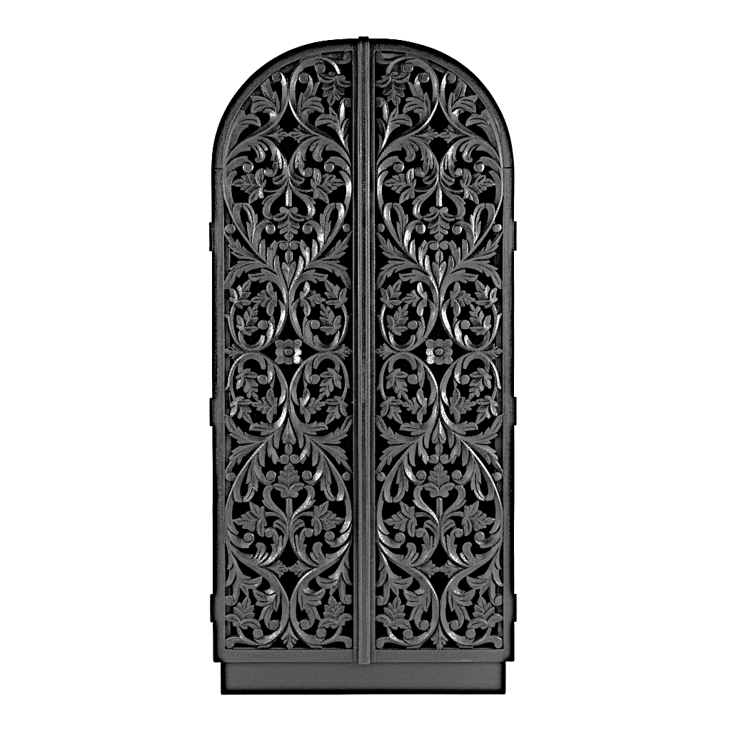 Sitra Arched Floral Hand - Carved Wood Armoire & Storage Cabinet – handcrafted solid wood furniture