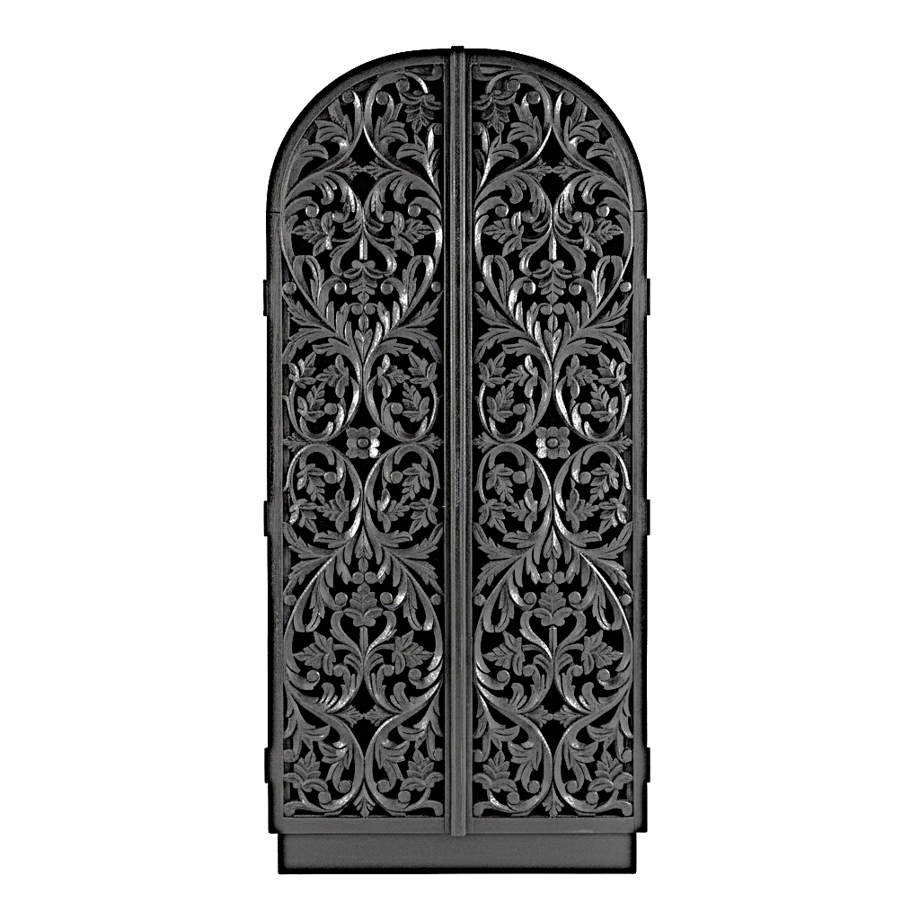 Sitra Arched Natural Floral Hand Carved Wood Storage Cabinet – handcrafted solid wood furniture