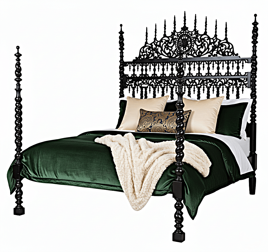 Spiral Kabak Hand Carved Solid Wooden Platform Bed – handcrafted solid wood furniture