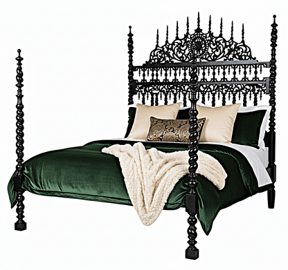 Spiral Kabak Hand Carved Solid Wooden Platform Bed – handcrafted solid wood furniture