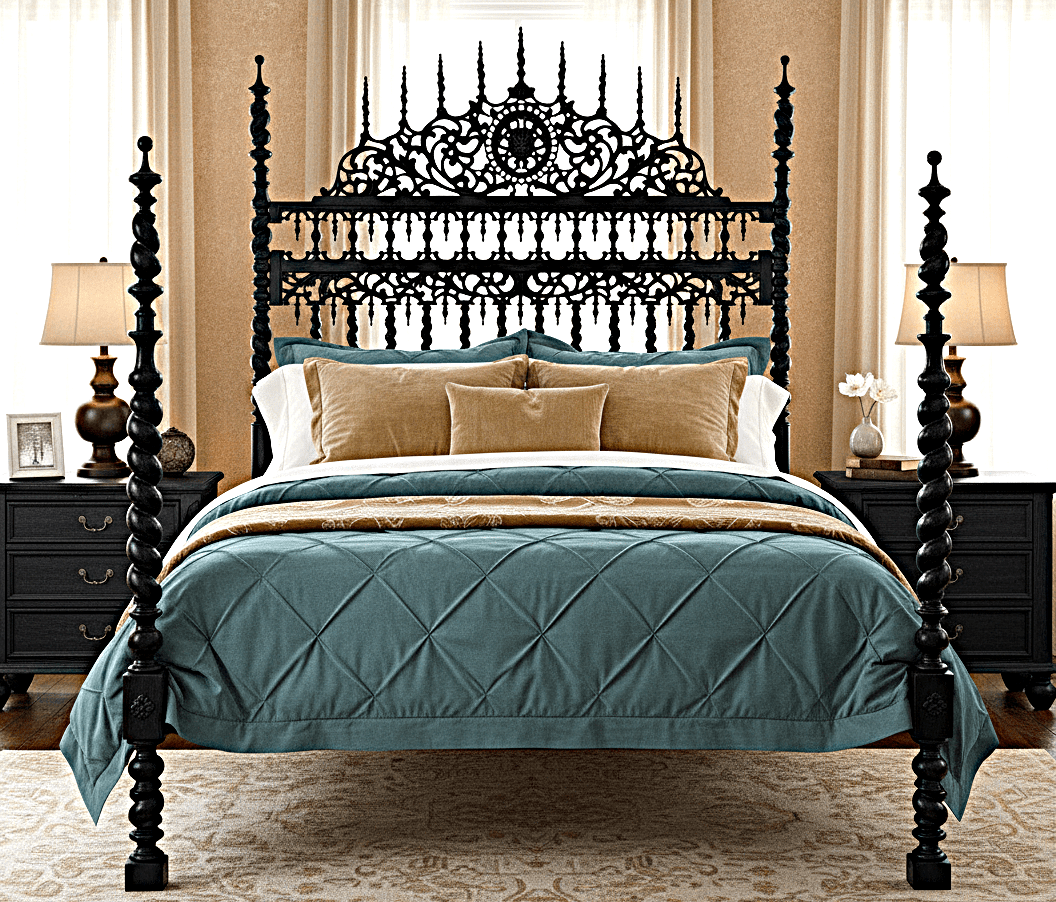 Spiral Kabak Hand Carved Solid Wooden Platform Bed by Hibashi Furniture – handcrafted solid wood furniture made in India