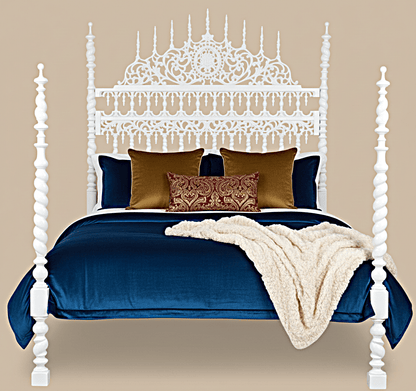 Spiral Kabak Hand Carved Solid Wooden Platform Bed – handcrafted solid wood furniture