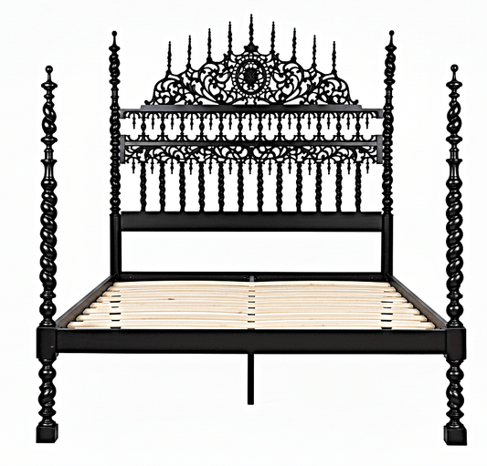 Spiral Kabak Hand Carved Solid Wooden Platform Bed – handcrafted solid wood furniture