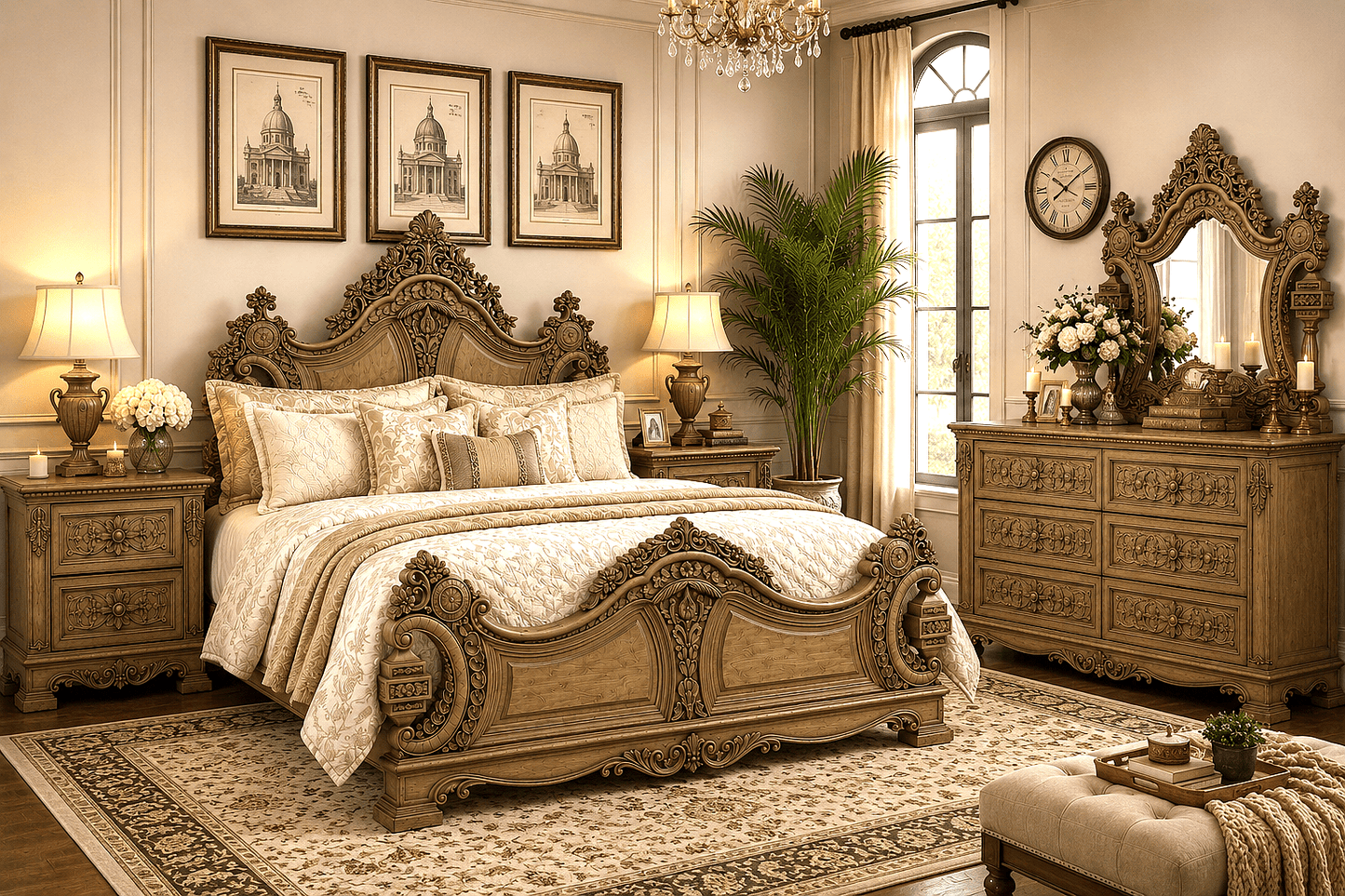 The Obsidian Crown™ Hand - Carved Solid Wood Gothic Dresser – handcrafted solid wood furniture