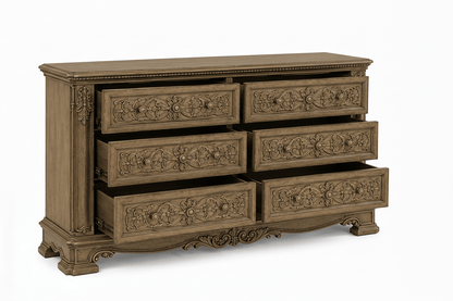 The Obsidian Crown™ Hand - Carved Solid Wood Gothic Dresser – handcrafted solid wood furniture