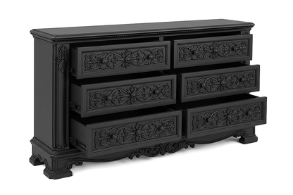 The Obsidian Crown™ Hand - Carved Solid Wood Gothic Dresser – handcrafted solid wood furniture