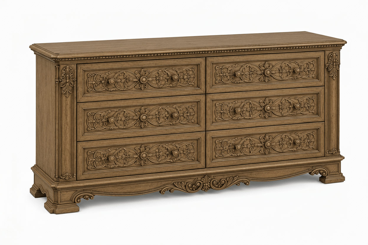 The Obsidian Crown™ Hand - Carved Solid Wood Gothic Dresser – handcrafted solid wood furniture