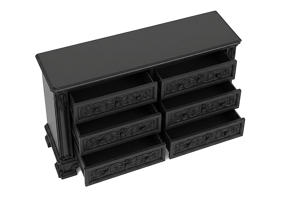The Obsidian Crown™ Hand - Carved Solid Wood Gothic Dresser – handcrafted solid wood furniture