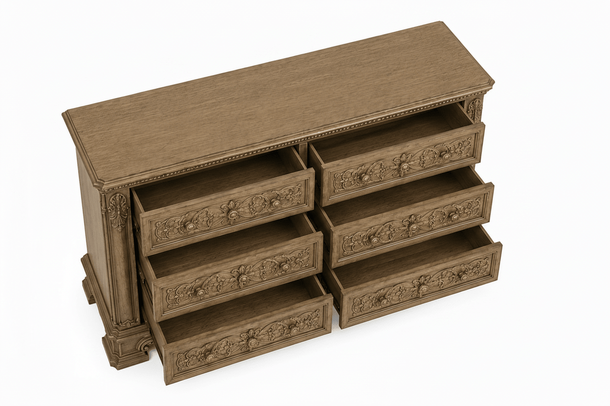 The Obsidian Crown™ Hand - Carved Solid Wood Gothic Dresser – handcrafted solid wood furniture
